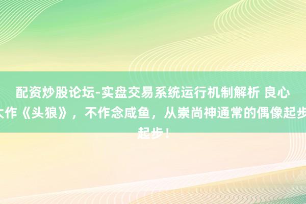 配资炒股论坛-实盘交易系统运行机制解析 良心大作《头狼》，不作念咸鱼，从崇尚神通常的偶像起步！