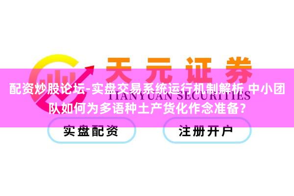 配资炒股论坛-实盘交易系统运行机制解析 中小团队如何为多语种土产货化作念准备？