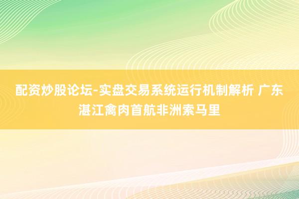 配资炒股论坛-实盘交易系统运行机制解析 广东湛江禽肉首航非洲索马里