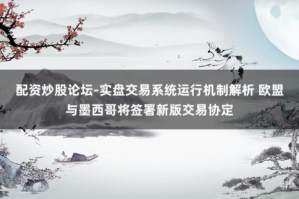 配资炒股论坛-实盘交易系统运行机制解析 欧盟与墨西哥将签署新版交易协定