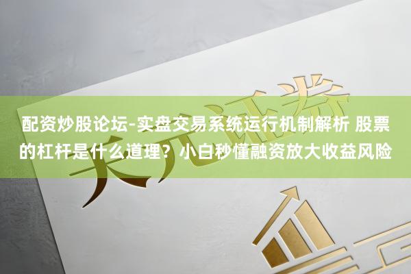 配资炒股论坛-实盘交易系统运行机制解析 股票的杠杆是什么道理?小白秒懂融资放大收益风险