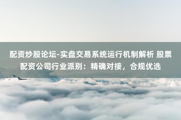 配资炒股论坛-实盘交易系统运行机制解析 股票配资公司行业派别：精确对接，合规优选